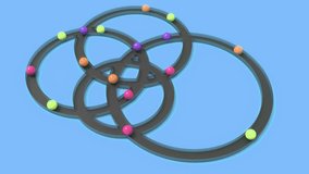 Color spheres move in circle rounds intro able to loop endless 4k. 3D Illustration