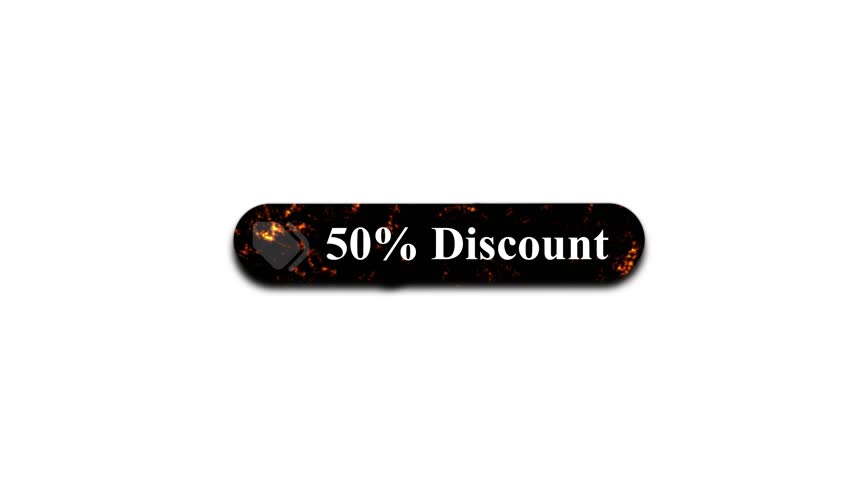 Black discount button with "50% Dis text green checkmark and sparkles animated on a white background. - Powered by Shutterstock - Get 15% off with code: PIKWIZARD15