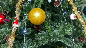 Christmas tree. Christmas tree decorated with tinsel, balls, lights, candy, stars, pine cones. Christmas decorations. - Powered by Shutterstock - Get 15% off with code: PIKWIZARD15