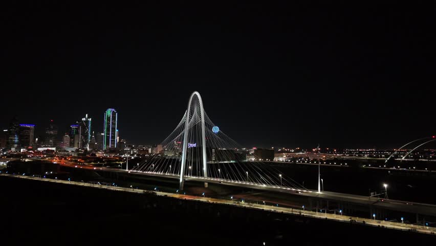 Dallas, Texas Margaret Hill Bridge  Night Areal