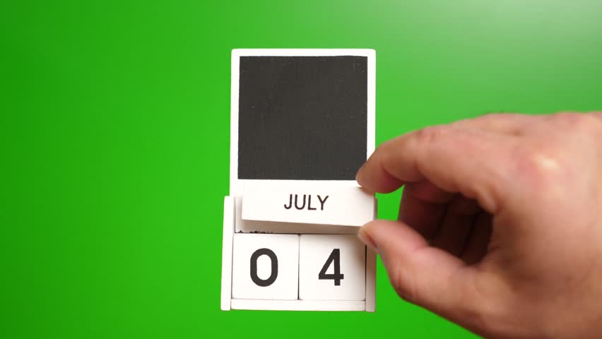 Calendar with the date July 4 on a green background. Illustration for an event of a certain date.