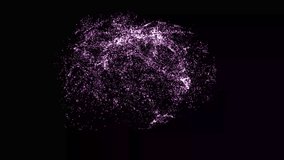 Purple light loop explosion with glowing particles in dark sky 3d rendered, 4K motion loop background.