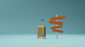 Video animation with plane flying, leisure in summer vacation. Holiday plane air travel concept. Busy air traffic motion graphics animation. World travel, vacation, journey concept. 3d animation