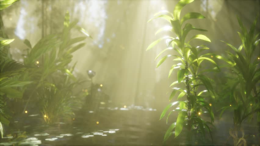 Fog over the river in the early morning on an summer day