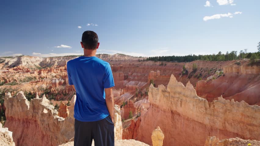 Hiker watching Beautiful view in Bryce Canyon National Park is a located in southwestern Utah in the United States

