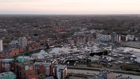 4k drone footage of the marina in Ipswich, Suffolk, UK