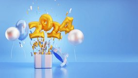 Happy New Year 2024 balloons flying from gift box. Happy New Year celebration concept. 3D render
 - Powered by Shutterstock - Get 15% off with code: PIKWIZARD15
