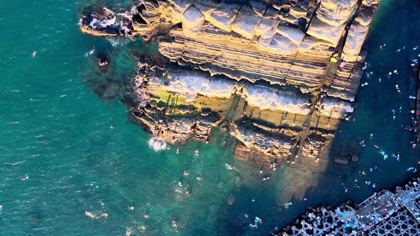 Natural rock formation at Waimushan, one of most famous wonders in Keelung, Taiwan.