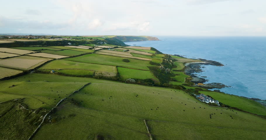 English Country Side Rocky Coast Line And Ocean View.