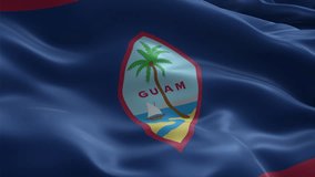 Guam flag video waving in wind. Realistic flag background. Close up view, perfect loop, 4K footage