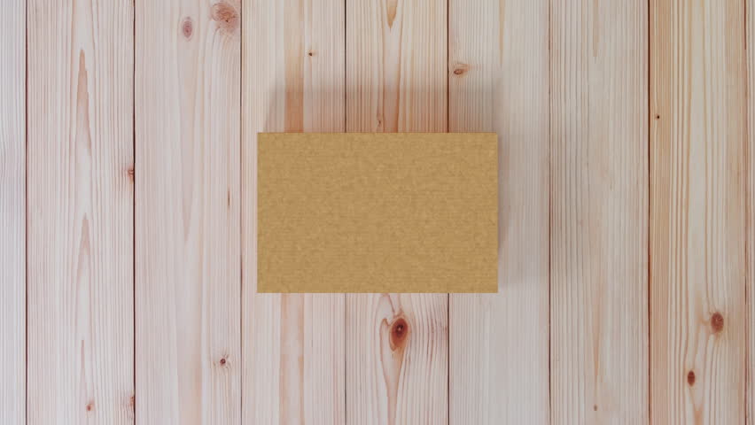 Shoe box brown parcel opening on natural wood background texture, 3D rendering.