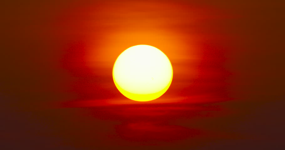 Red egg big sun At Sunrise Time lapse video with telephoto lens high quality video ProRes422