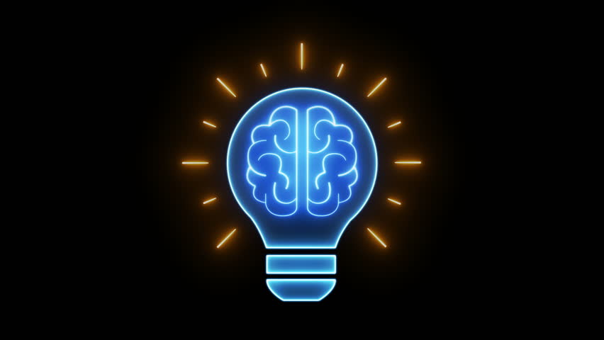 A glowing lightbulb that have a glowing human brain inside. Symbol for creative and thinking idea concept. Royalty-Free Stock Footage #3395221469