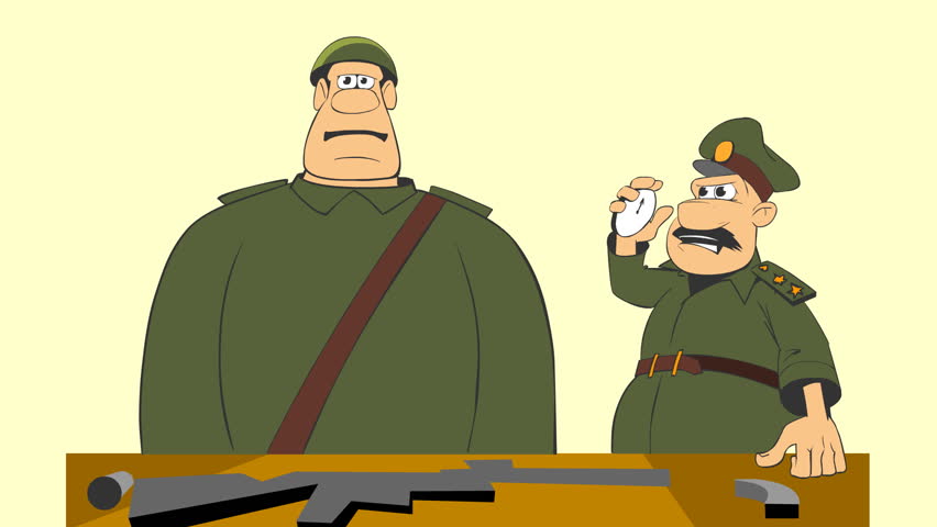 Military Men. Animated Cartoon. Stock Footage Video (100% Royalty-free