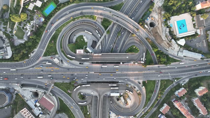 Zincirlikuyu Metrobus Central Stations Drone Video, Zincirlikuyu Şişli, Istanbul Turkiye (Turkey)
