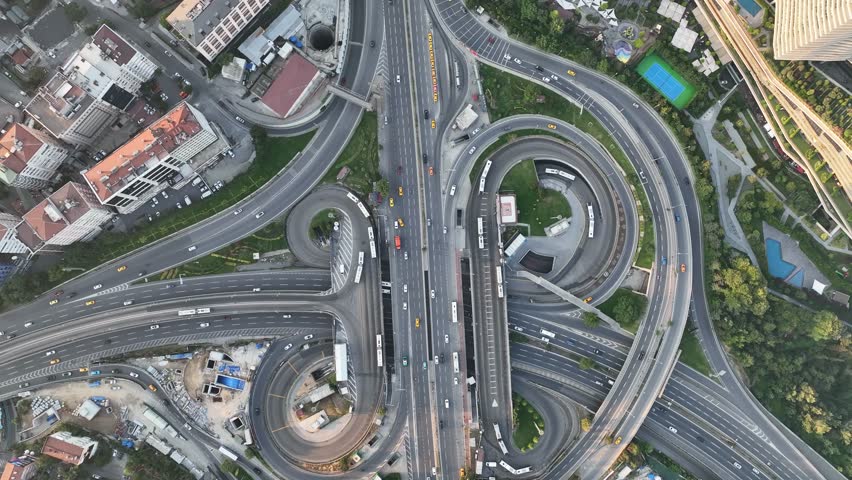 Zincirlikuyu Metrobus Central Stations Drone Video, Zincirlikuyu Şişli, Istanbul Turkiye (Turkey)