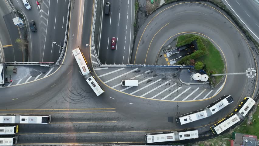 Zincirlikuyu Metrobus Central Stations Drone Video, Zincirlikuyu Şişli, Istanbul Turkiye (Turkey)