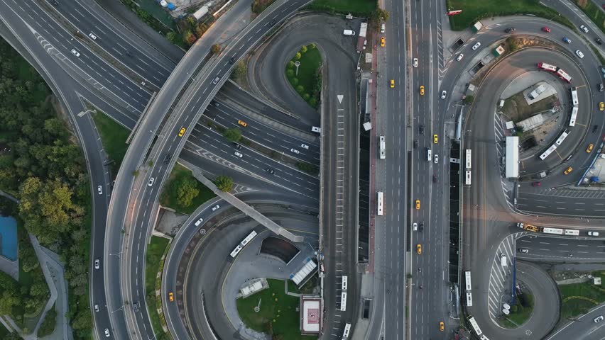 Zincirlikuyu Metrobus Central Stations  Timelapse Drone Video, Zincirlikuyu Şişli, Istanbul Turkiye (Turkey)