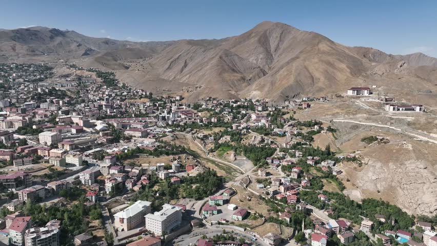 Hakkari City Center Drone Video, Southeastern Anatolia Hakkari, Turkiye (Turkey)