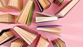Pastel Vintage Book Arrangement: Stop-Motion on Pink Background	
 - Powered by Shutterstock - Get 15% off with code: PIKWIZARD15