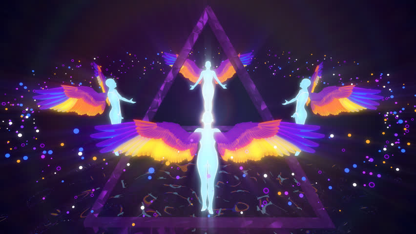 3d illustration of light angels initiating the astral journey of an adept Royalty-Free Stock Footage #3395479887