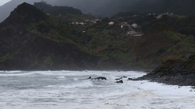 the coast of the atlantic ocean on madeira island with sound video