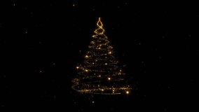 Merry Christmas Tree Glow Animation Gold Snowflakes on Black Background. Christmas tree decorated with golden ball and snowflake with a bokeh lights background, 3d rendering blur background and fir tr - Powered by Shutterstock - Get 15% off with code: PIKWIZARD15