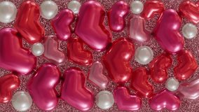 A looping vertical 3D video features red hearts and white balloons falling to the ground and then falling again. The 3D rendered animation in the concept of love and Valentine's Day. - Powered by Shutterstock - Get 15% off with code: PIKWIZARD15