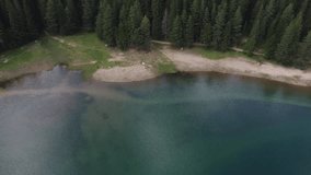 Montenegro. Black Lake. Durmitor. Shooting from a drone. Video 4 k. Altitude 300 - 700 meters above sea level.