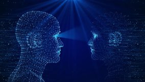 Man 3D virtual personality Facial Recognition System concept. Face Recognition 3D scanning interface. virtual human, virtual character, Digital clone Portrait. cyber security hologram. 3D Illustration - Powered by Shutterstock - Get 15% off with code: PIKWIZARD15