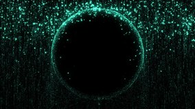 Digital Particles Rain Background with circle in the center 4K. Digital blue data particles. Black Background. - Powered by Shutterstock - Get 15% off with code: PIKWIZARD15