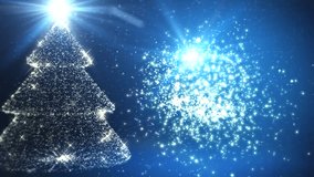 Glowing Christmas animation with light and particles. Christmas tree with falling Glittering snowflakes. Christmas animation made of gold animated particles. Christmas mood. Winter - Powered by Shutterstock - Get 15% off with code: PIKWIZARD15