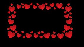 Red Hearts motion for Valentine's day Greeting love video.  Romantic looped animation on white background red hearts flying, love, social media, celebration