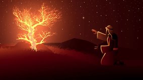 Biblical motion graphic series, Moses and the burning bush