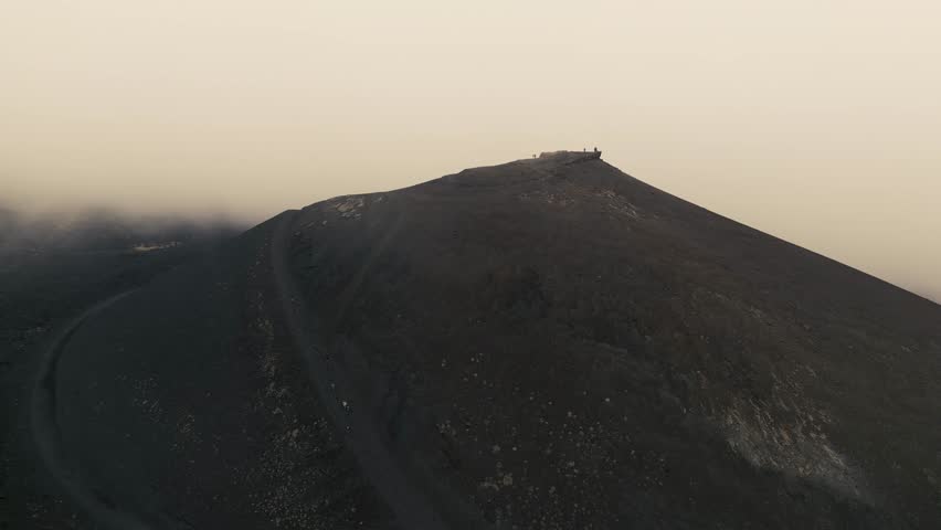 Etna volcano, cloudy day, aerial shot