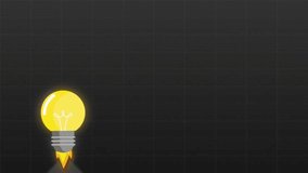 Light Bulb Concept Showing Growth and Success with Arrows. Bulb Rocket Animation Business Growth Concept - 4k Motion Graphics Video