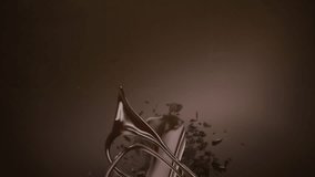 Chocolate bar pieces tossed in the air and falling with splash of dark chocolate with chocolate bars chips in super slow motion - Powered by Shutterstock - Get 15% off with code: PIKWIZARD15