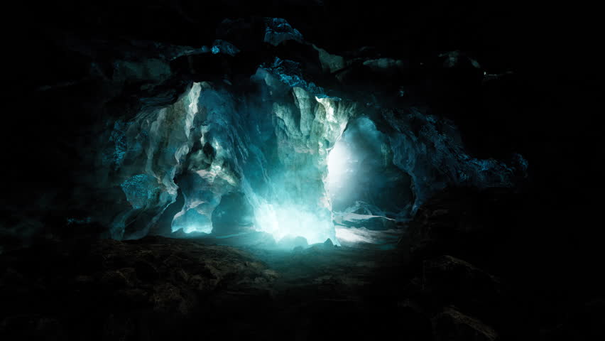 interior shot of ice glacier cave