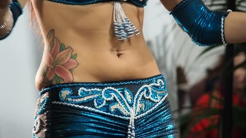 Milan ( Italy ) 12/08/2017: belly dance exhibition during the handycraft fair of chirstmas time