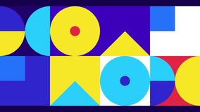 Geometric pattern. Animation of colored circles, squares and triangles. Bauhaus Design style. Flat figures transforming and changing color. loop - Powered by Shutterstock - Get 15% off with code: PIKWIZARD15