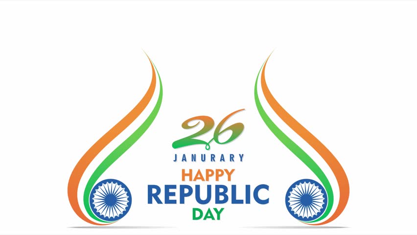 creative Happy Republic Day India, 26th January, flag flying HD quality, quality animation video, Indian Monuments and tricolour.