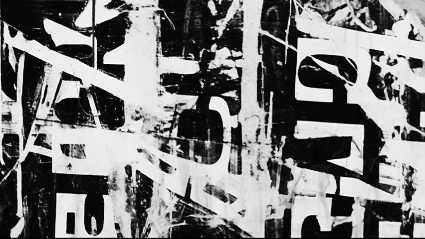 Grunge Rough Collage Abstract Energetic Background, 4k Black and White Textured Vintage Animation