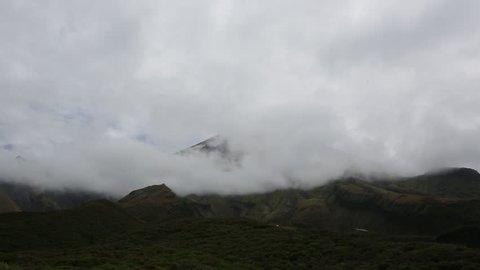 Taranaki volcano hiding in clouds  - Taranaki / Mt Egmont National Park, New Zealand