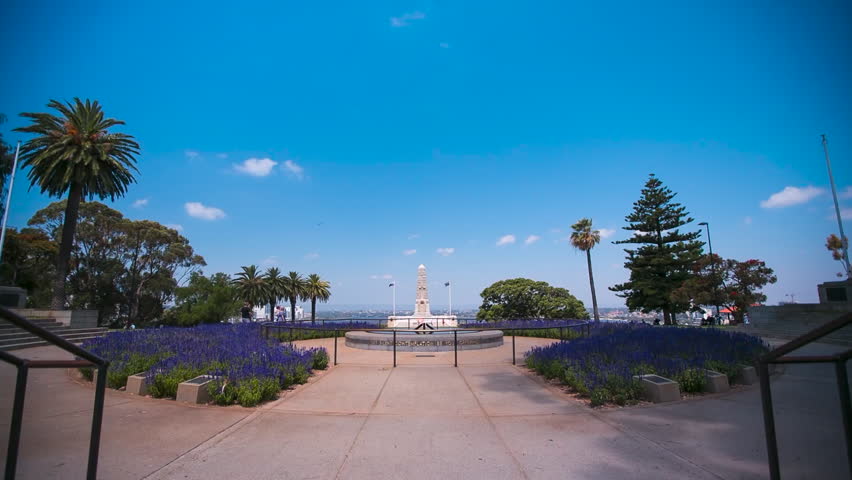 War memorial 6 November 1955 daylight time lapse at kings park botanic garden, Perth city Western of Australia 