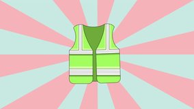 Animated video of a vest icon with a rotating background