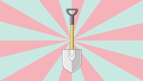animated video of the shovel icon with a rotating background