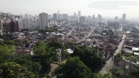 Aerial drone clips of Cali city, Colombia, South America_pan shot