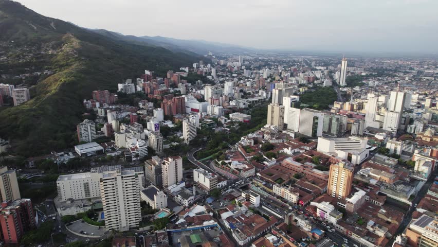 Aerial drone clips of Cali city, Colombia in South America