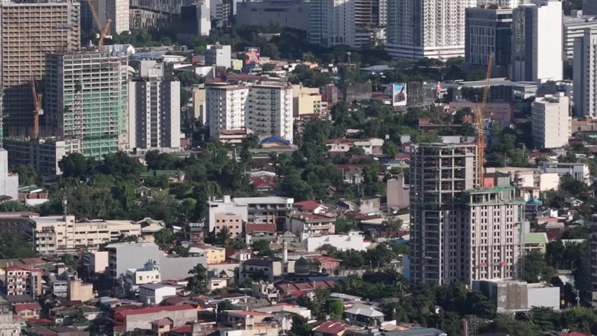 Aerial pull out Zoom of Cebu City Philippines.