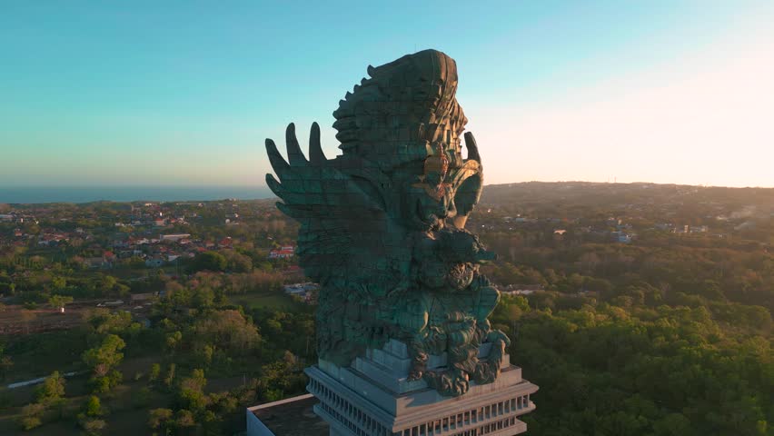 Amazing sunset of Garuda Wisnu Kencana GWK Culture Park in south Kuta, Bali, Indonesia. Royalty-Free Stock Footage #3396877709